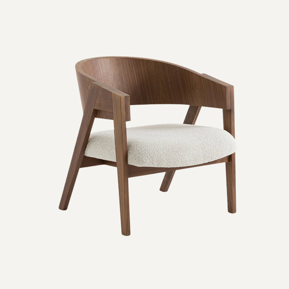 Curved Walnut Lounge Chair