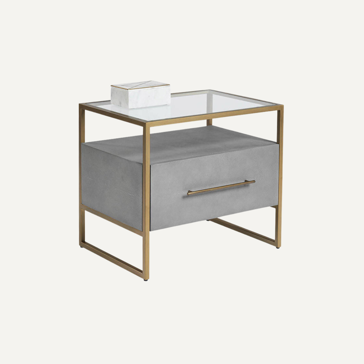 Glass-Top Bedside Table