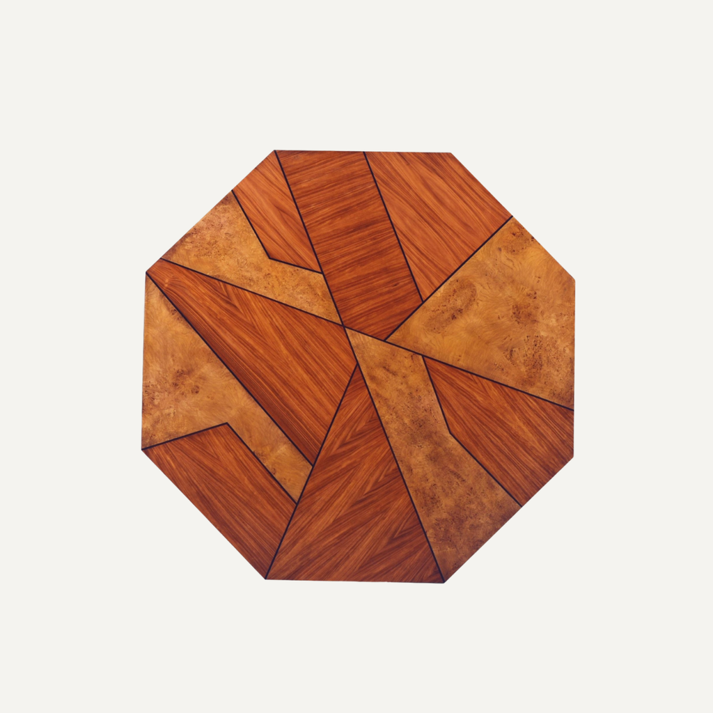 Geometric Inlay Burl Dining Table