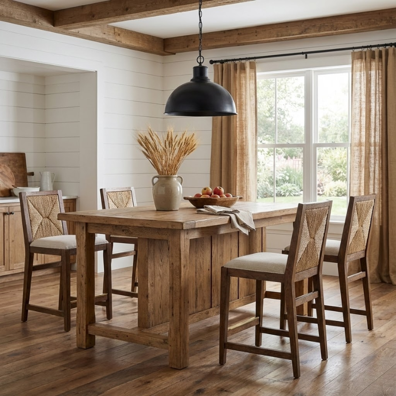 Woven Back Bar Chair