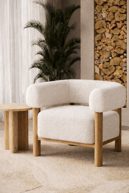 Curved Upholstered Lounge Chair