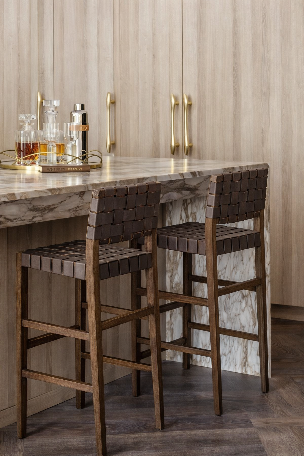 Woven Leather Bar Chair