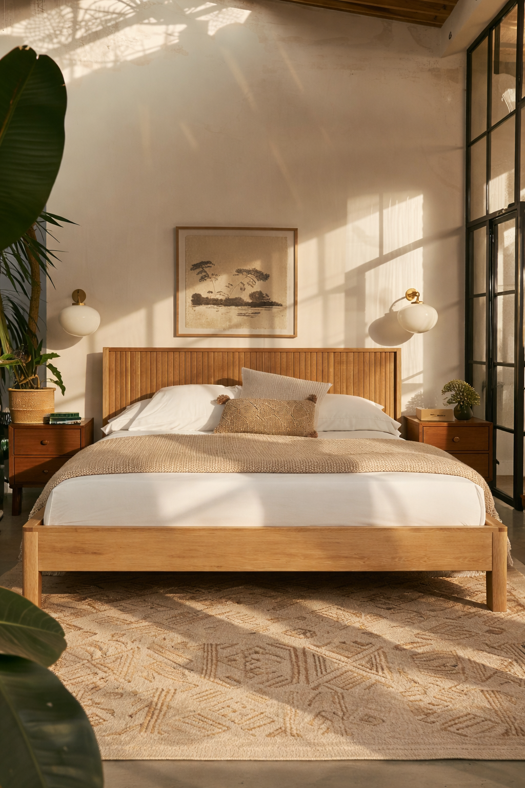 Slatted Headboard Bed