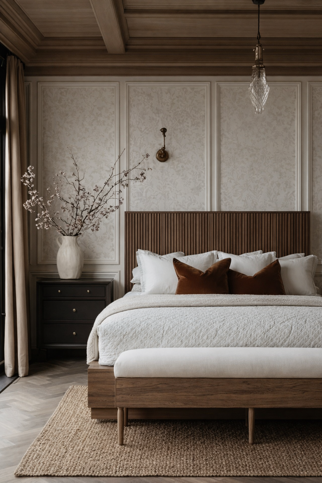 Fluted Headboard Bed
