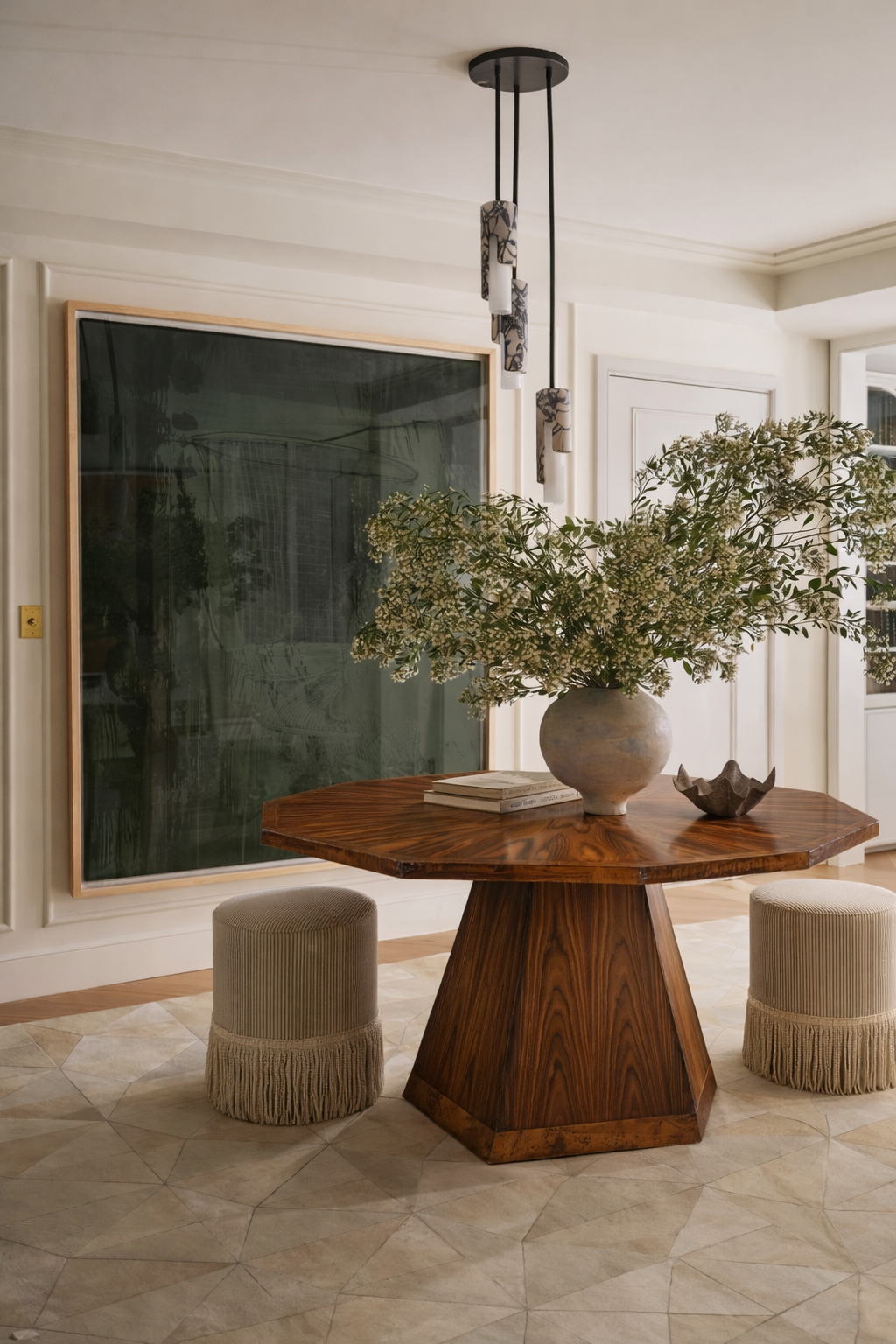 Radial Veneer Octagonal Dining Table