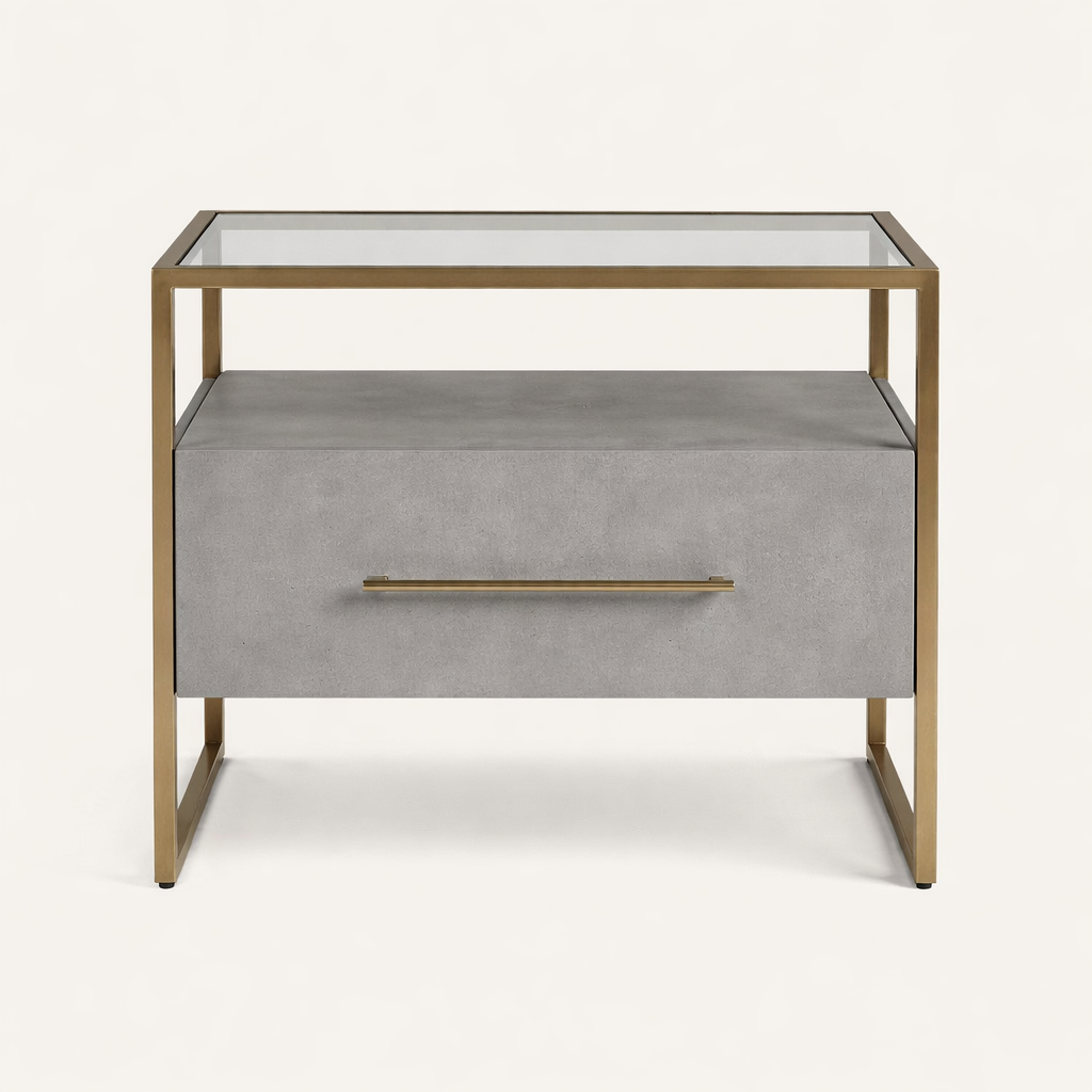 Glass-Top Bedside Table