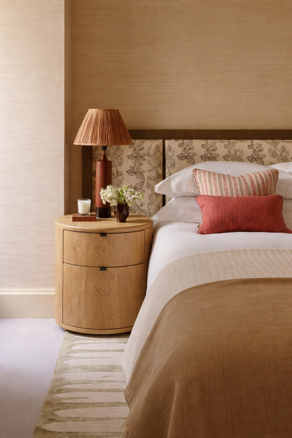 Round Solid Wood Nightstand