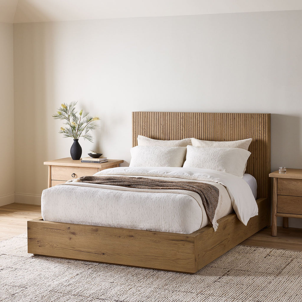 Fluted Headboard Bed